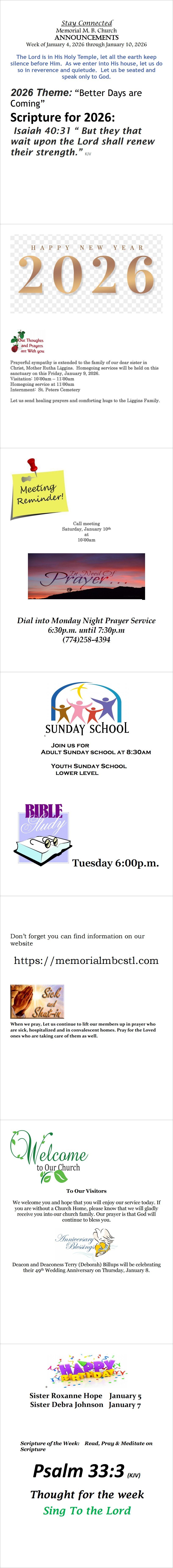 Announcements for 122825