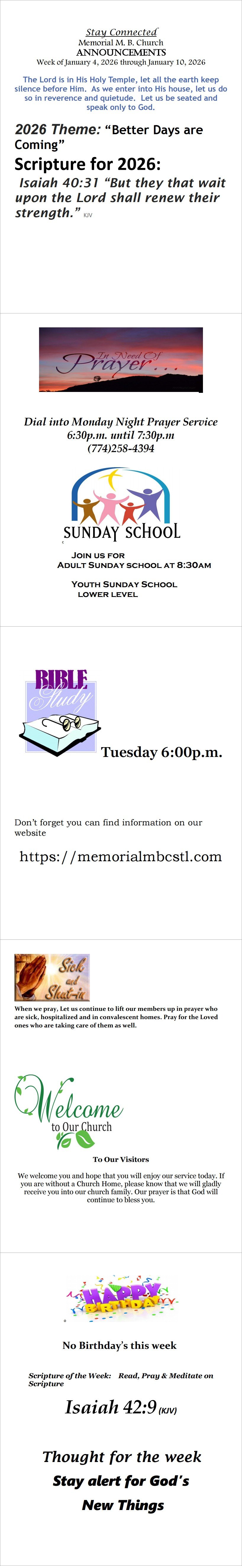 Announcements for 011126