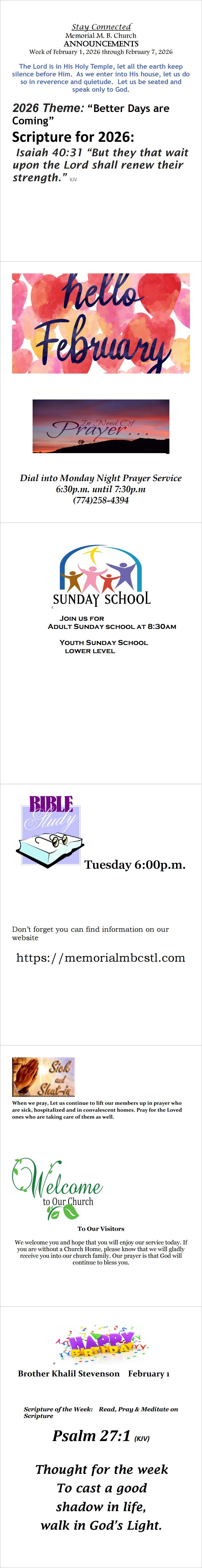 Announcements for 020126