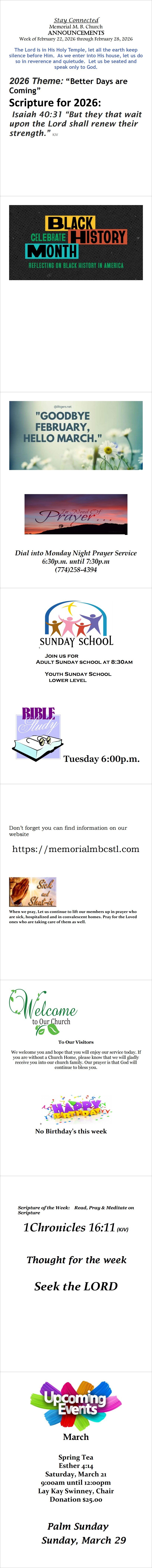 Announcements for 022226