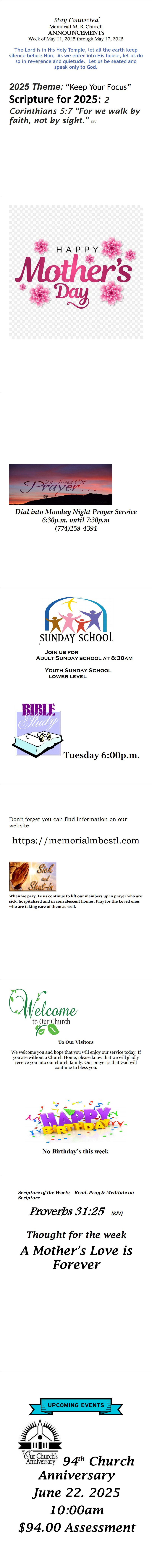 Announcements for 051125