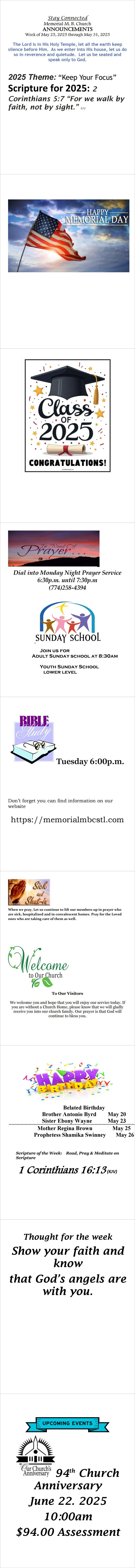 Announcements for 052525