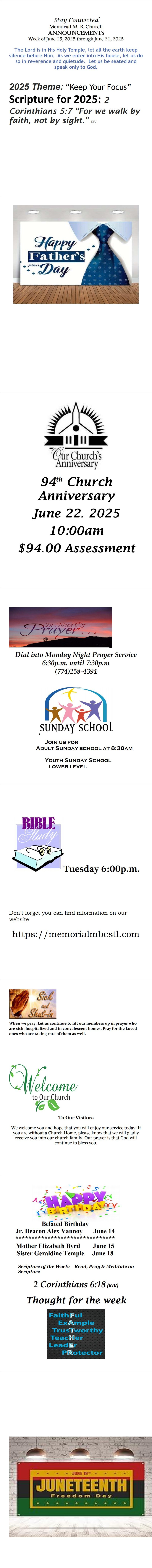 Announcements for 061625