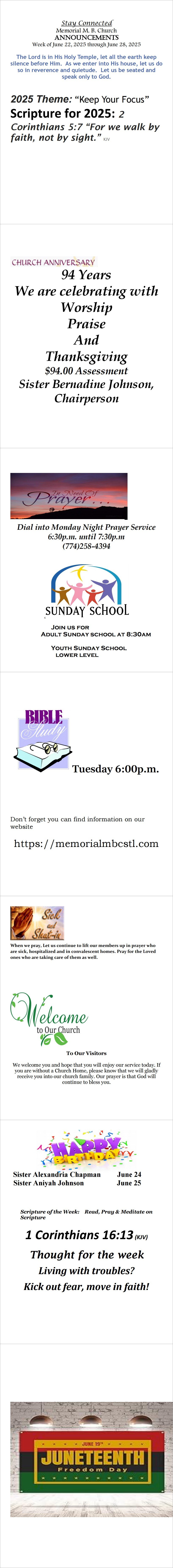 Announcements for 062225