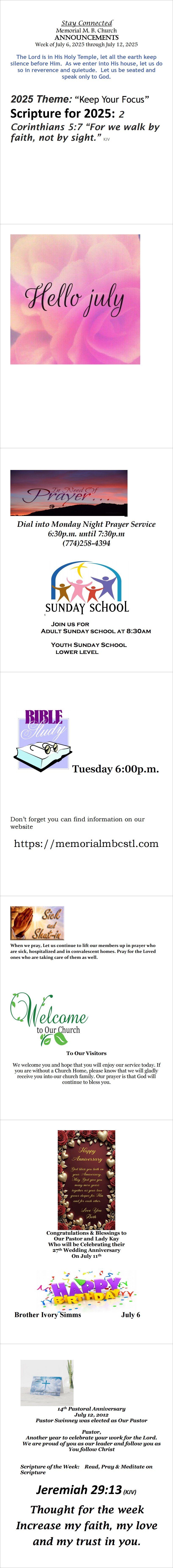 Announcements for 070625