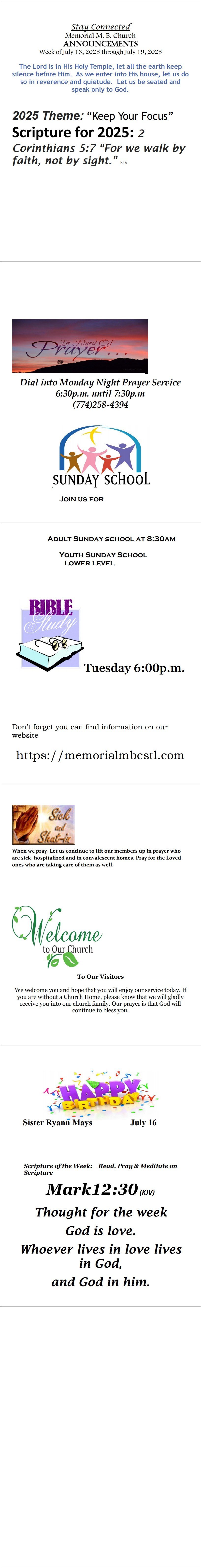 Announcements for 071325