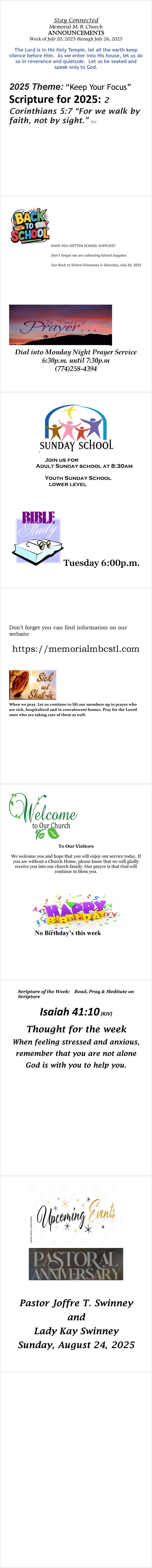 Announcements for 072025