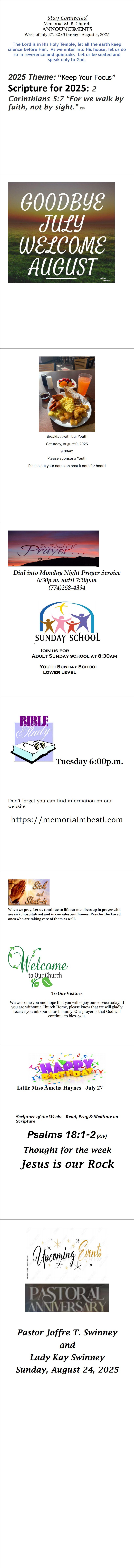 Announcements for 072725