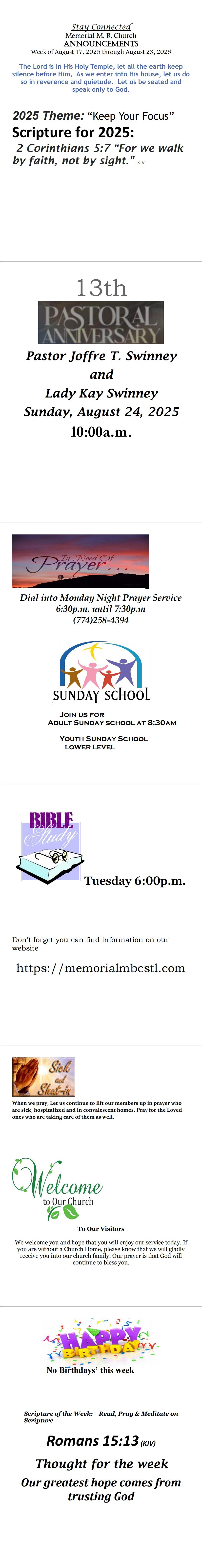 Announcements for 081725