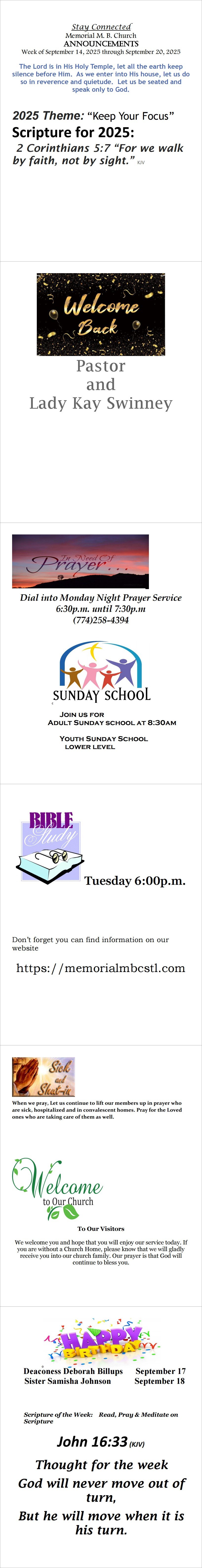 Announcements for 091425