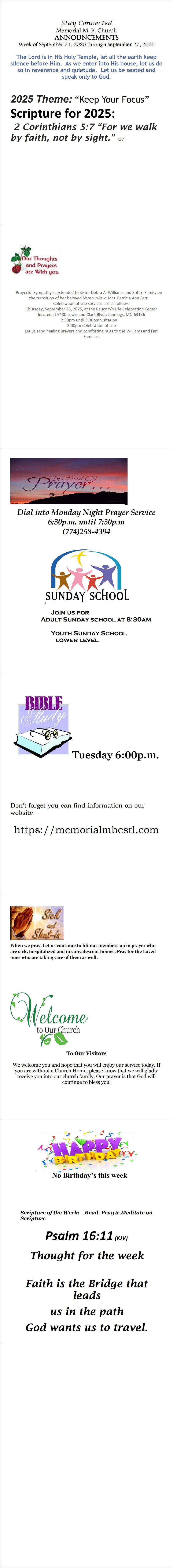 Announcements for 092125