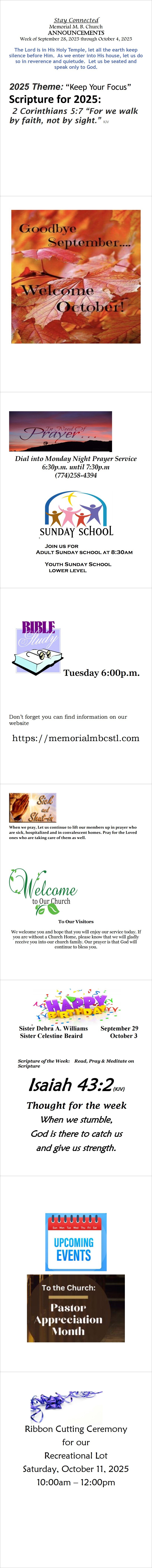 Announcements for 092825