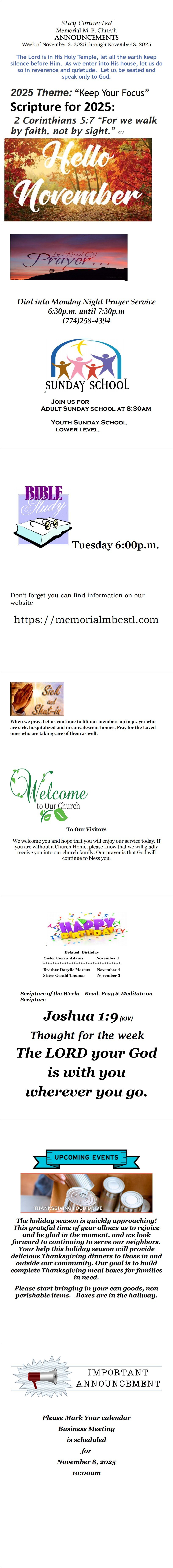 Announcements for 110225