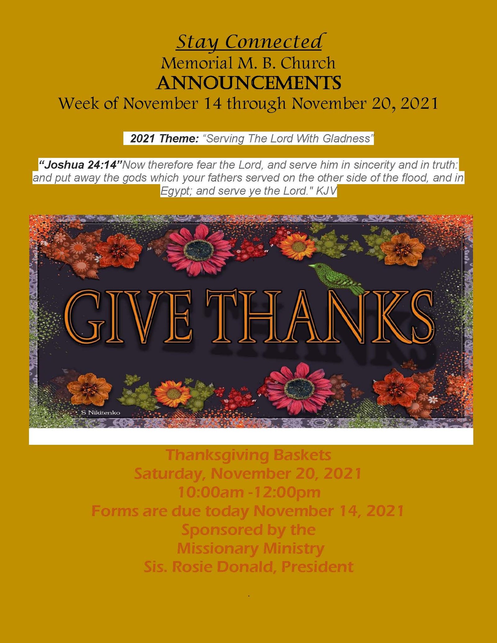 Announcements for 111421