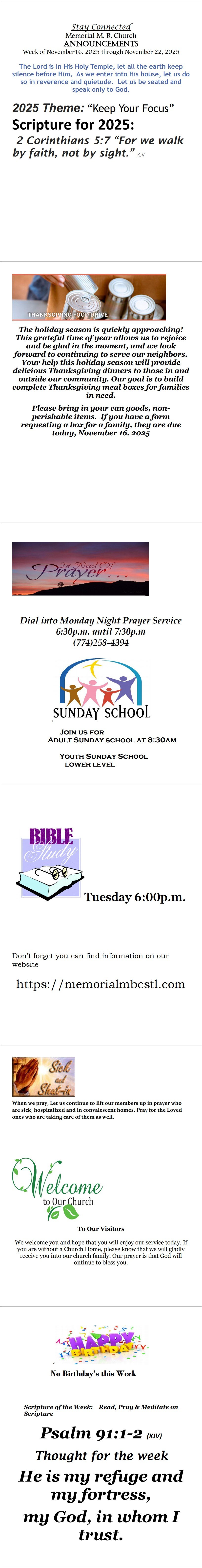 Announcements for 111625