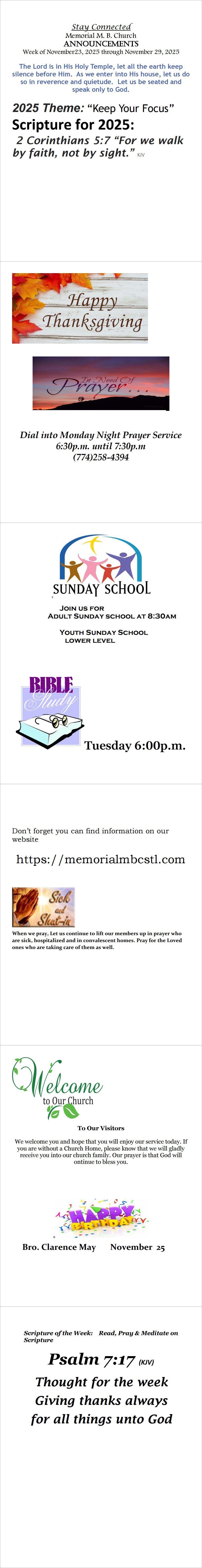 Announcements for 112325