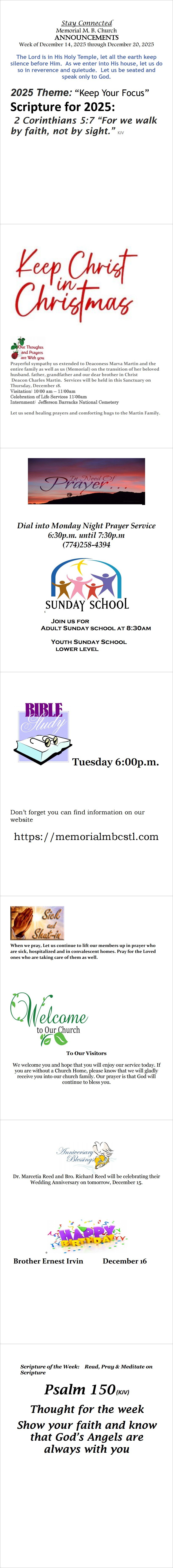 Announcements for 121425