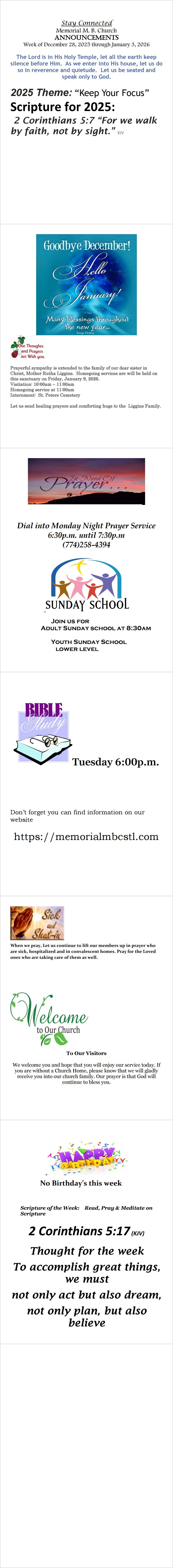 Announcements for 122825