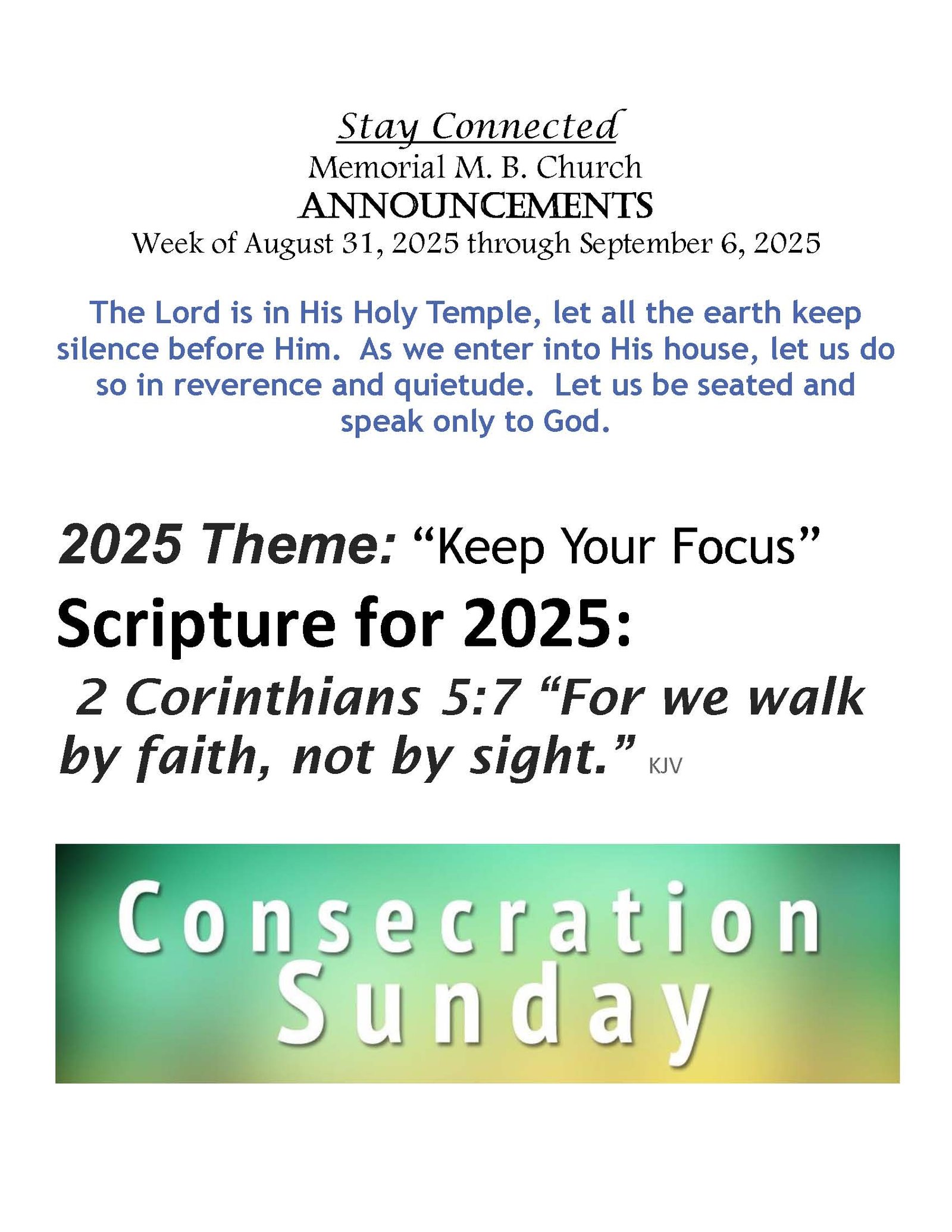 Announcements for 083125