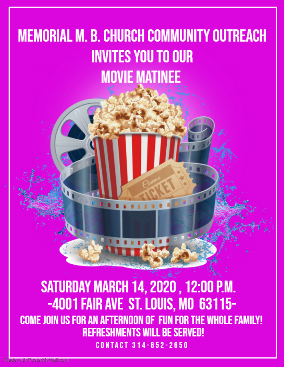 Memorial M. B. Church Movie Matinee - Mar 2020